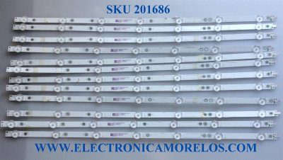 KIT DE LED´S PARA TV (12 PIEZAS) / VIZIO GJ-2K18-E55-550-D614-V7 / EHHG5013F36X / 210BZ07D0B334DM00D / E313218 / PANEL TPT550U1-QVN05.U / MODELO E55-F1